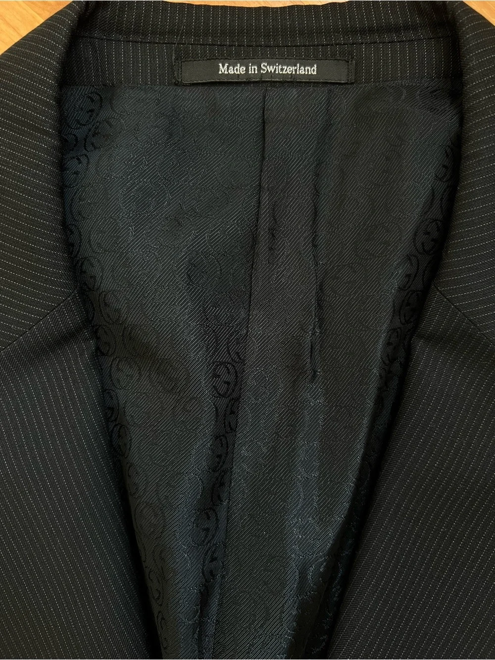 Gucci Men's Black Single-Breasted Pinstripe Blazer